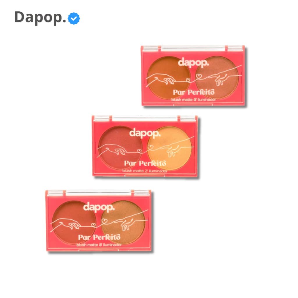 Duo Blush Matte e Iluminador Dapop Par Perfeito Efeito Glow