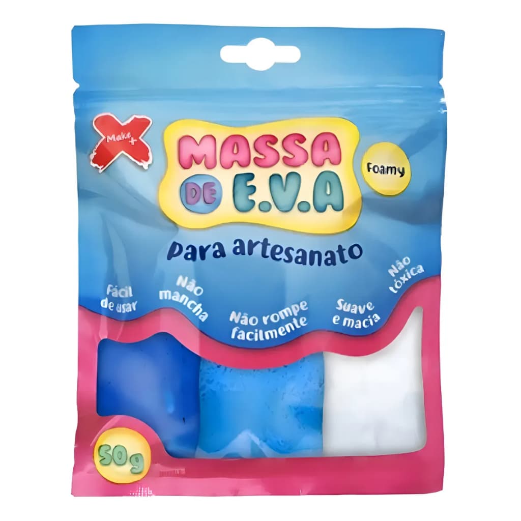 Massinha De Eva Modelar Tons De Azul 50g Make Azul