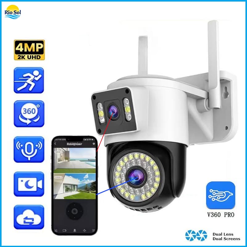 Camera De Segurança Wi-Fi Externa Lente Dupla 360° D'água PTZ WiFi CCTV 1080P Visão G1