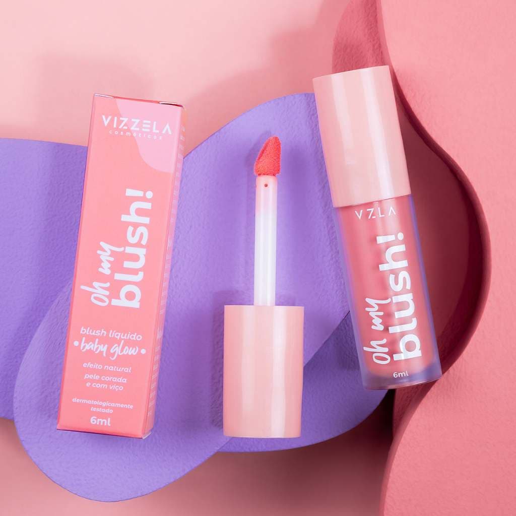 Oh My Blush Líquido Make Efeito Plum Longa Duração Vegano Original Vizzela