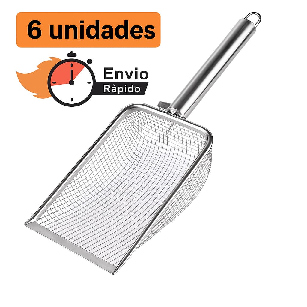 Pazinha Inoxidável (6 UNIDADES) com Peneira para Caixa de Areia de Gatos – Modelo Reforçado