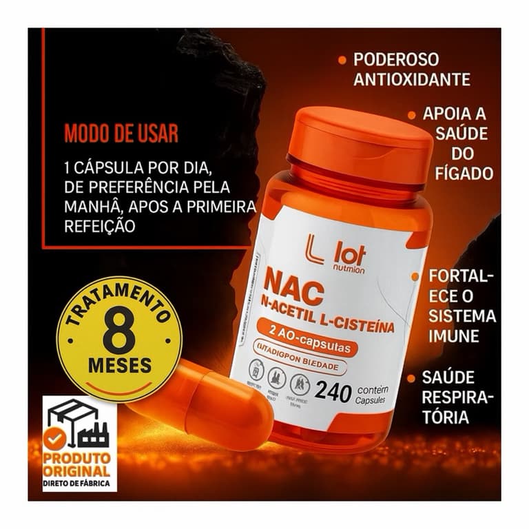 NAC 600mg N Acetil Cisteína Acetilcisteína Kit 3 240 Cápsulas Suplemento Antioxidante