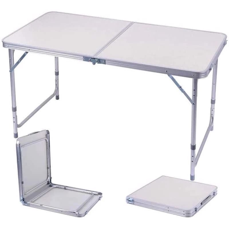 Kit Mesa Dobrável Portátil Vira Maleta Camping Churrasco 120X60cm com 4 Banquinhos Dobráveis 90X60cm com 2 Banquinhos