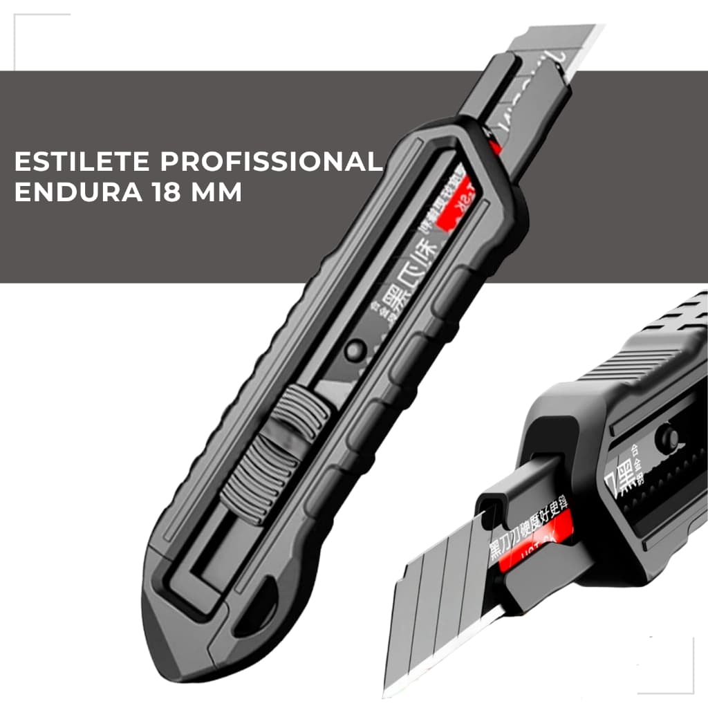 Estilete Profissional Endura 18 mm Lâmina Larga E Extra Grossa