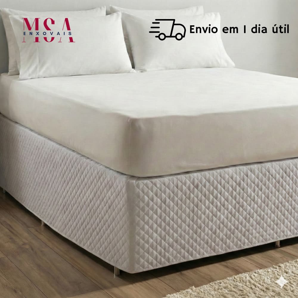 Saia Capa Box Cama King Com Elástico Tecido Microfibra 100% Poliéster Matelado Ultrassônico