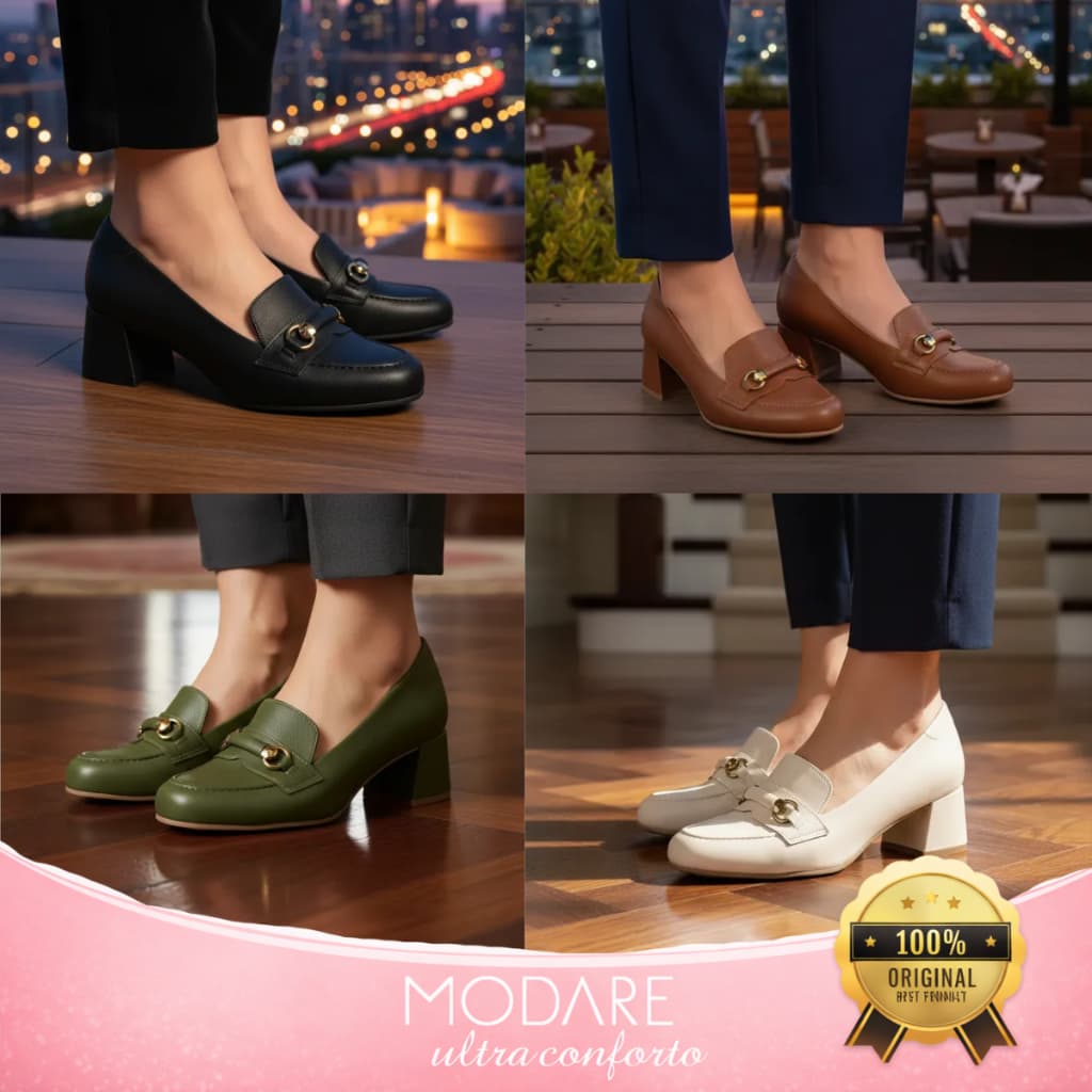 Sapato Modare Feminino Ultraconforto Salto Bloco Baixo Medio Loafer Floather