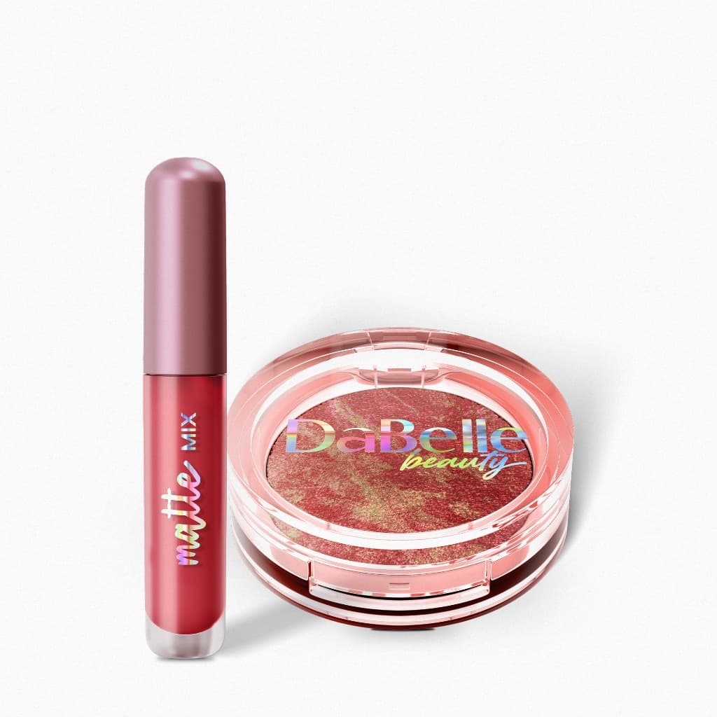 Kit Batom líquido Matte + Blush Marmorizado - Dabelle Beauty