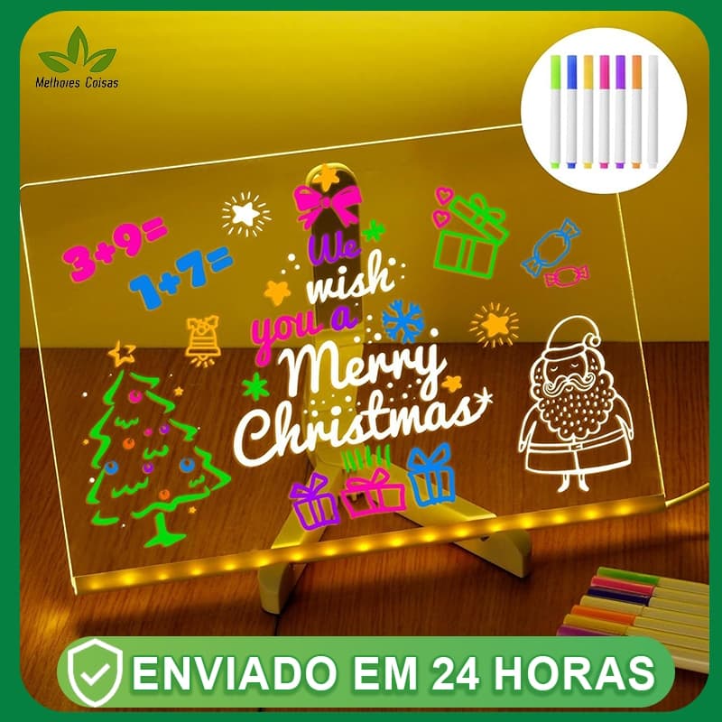 Luminária Led Escrever De Caneta Lousa Quadro Mesa Anotações Acrílico Escreve Apaga