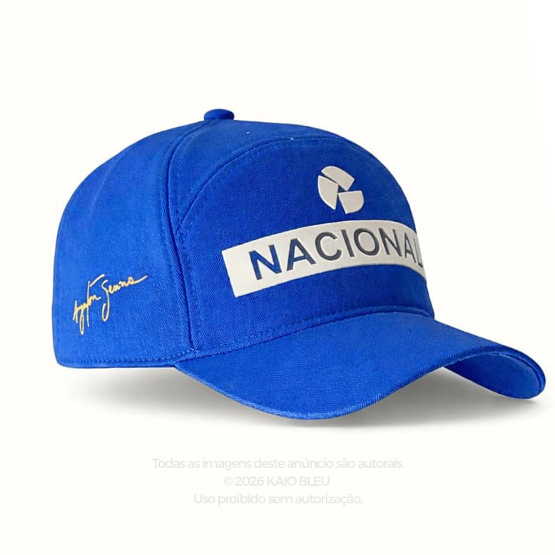 Boné Nacional do Senna Assinatura F1 Retrô Aba Curva