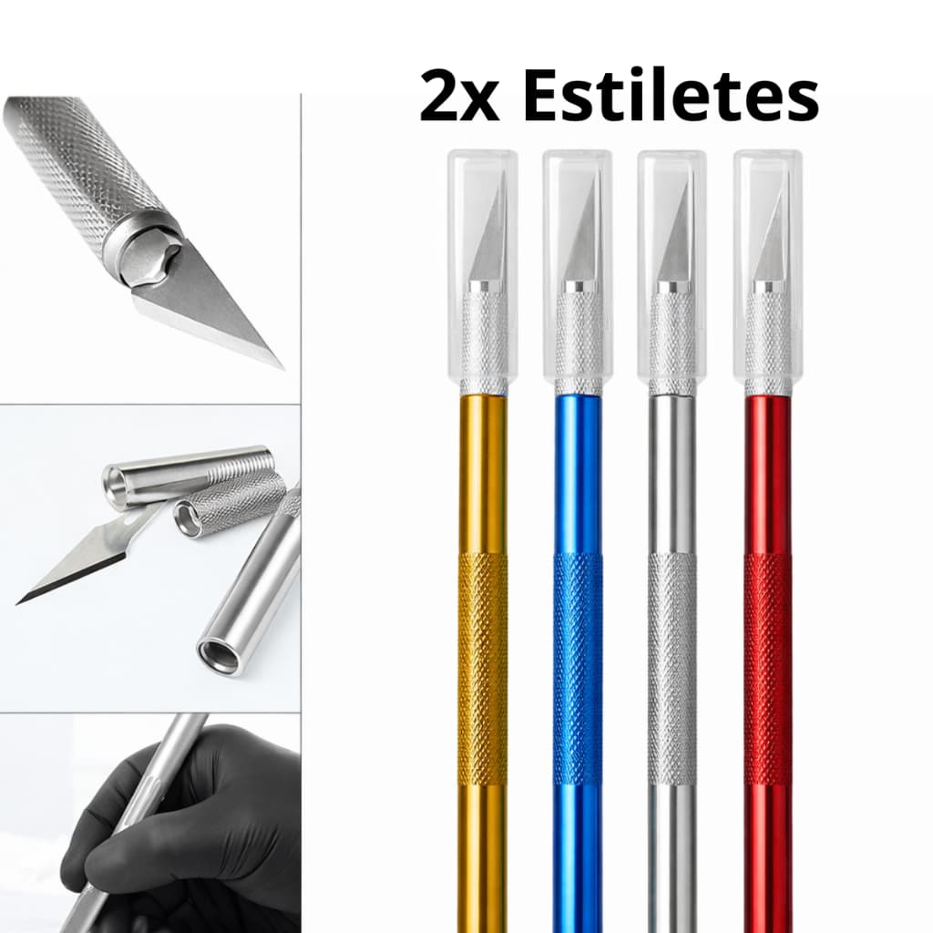 Estiletes De Precisão Para Corte Bisturi + 5 Lâminas - Cor Sortida Kit 1 a 7