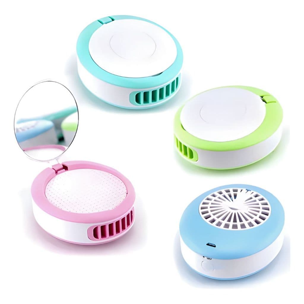 Mini Ventilador Portátil para Secagem de Cola de Cílios com Espelho