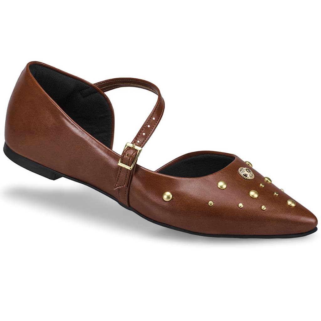 Sapatilha Slingback Sapato Feminino Bico Fino Fivelas Mule Social 6773