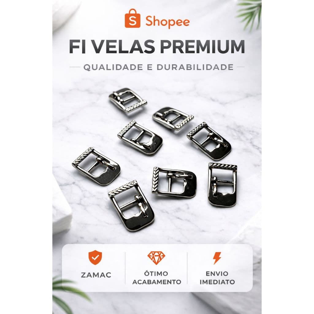 Fivela para Calçados e Pulseiras em Zamac Prata 10mm – Kit com 50 Peças