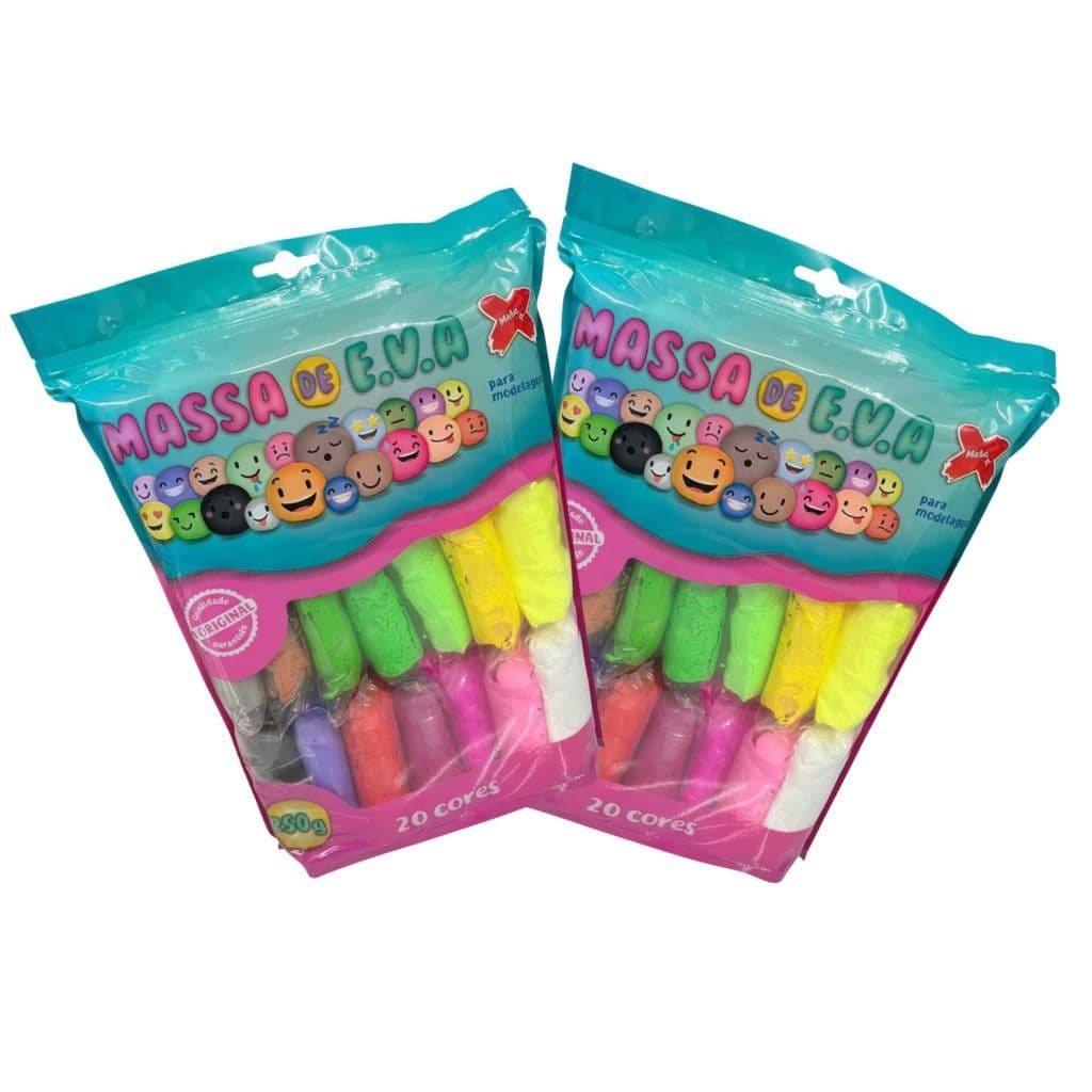 Massa Eva Biscuit Make+ 20 Cores 250g Kit 2 Unidades Artesanato Infantil Diversão Vibrante