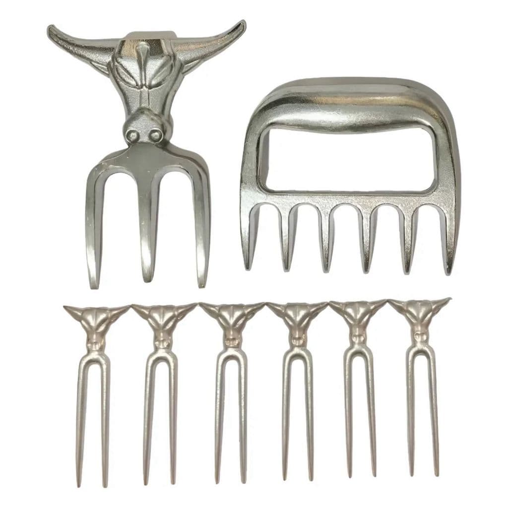 Kit Churrasco Garra De Urso + Tridente + 6 Garfinhos Em Alumínio Fundido - PROMOÇÃO - Envio Imediato