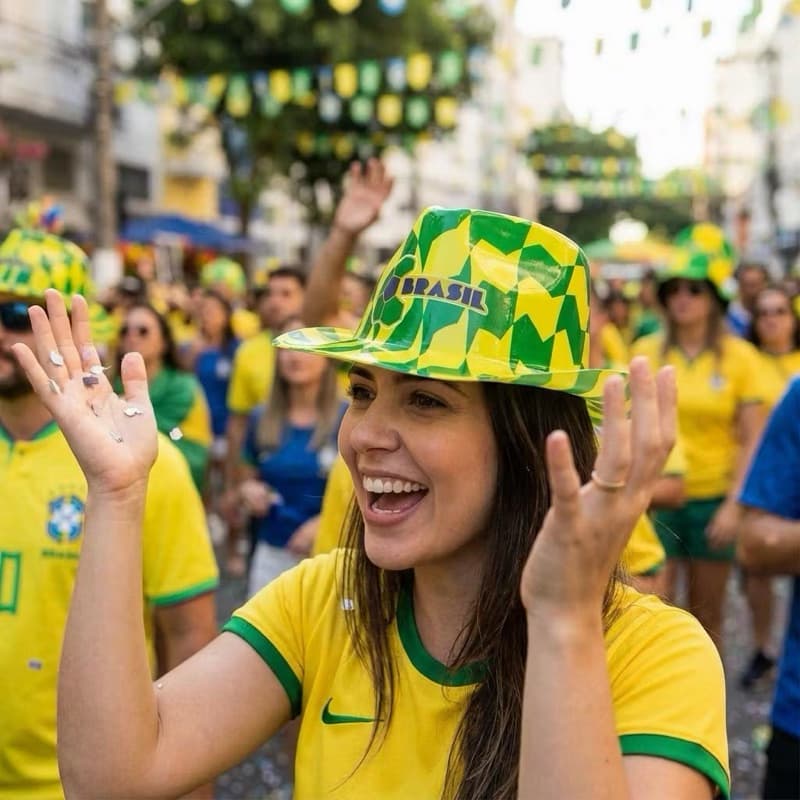 12 Chapéu Malandrinho Plástico Brasil Verde Amarelo Festa modelos sortidos