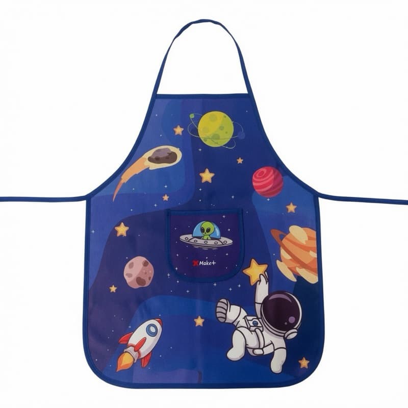 Avental Infantil Impermeável  Astronauta com Bolso – Proteção para Pintura e Atividades Escolares
