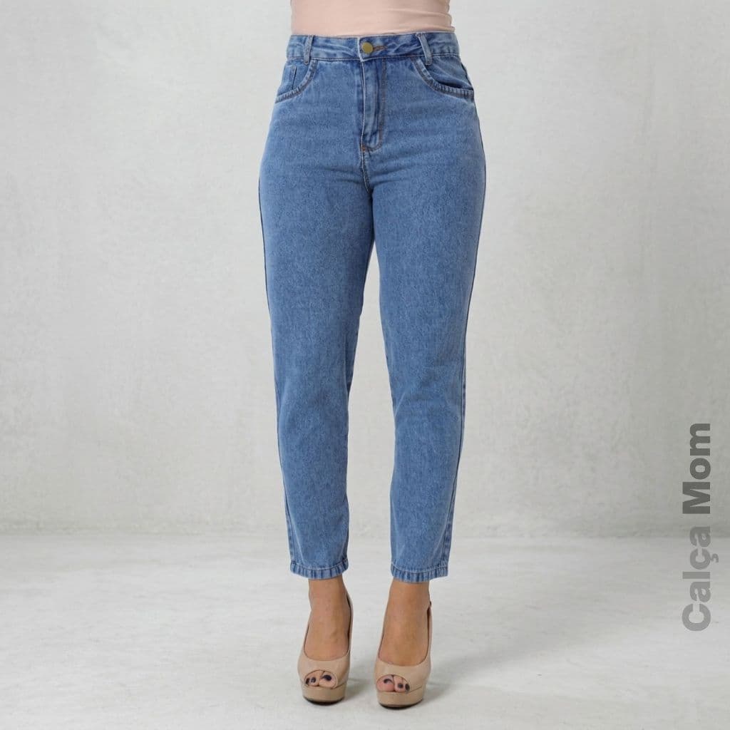 Calça Mom Jeans Feminina Cintura Alta Vintage Confortável Casual Elegante Modelagem Reta Tendência Moda 36 ao 46