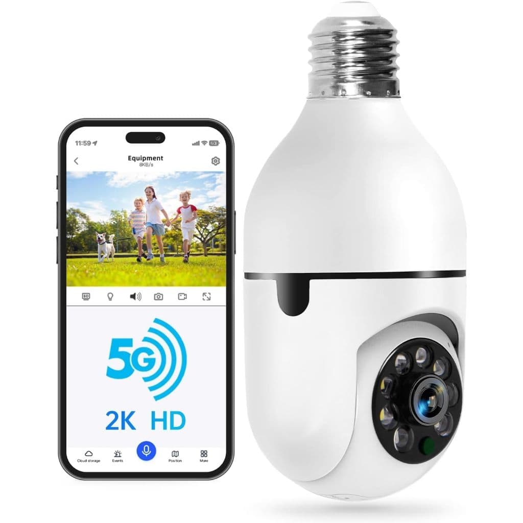 Câmera Segurança Prova D'água Infravermelho Lâmpada Externa 360 Sem Fio Wifi 2.4G