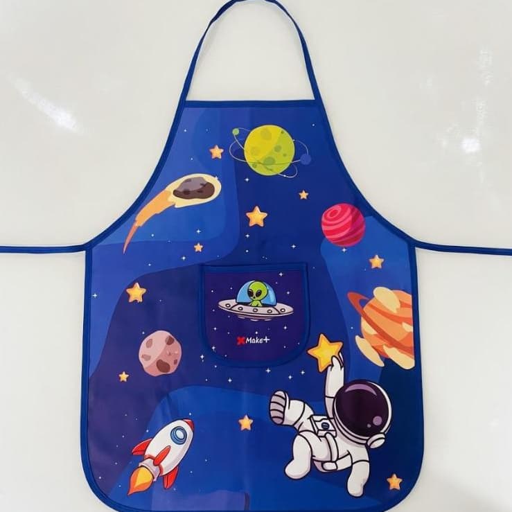 Avental Infantil Impermeável Tema Espaço Astronauta com Bolso – Proteção para Pintura e Atividades Escolares