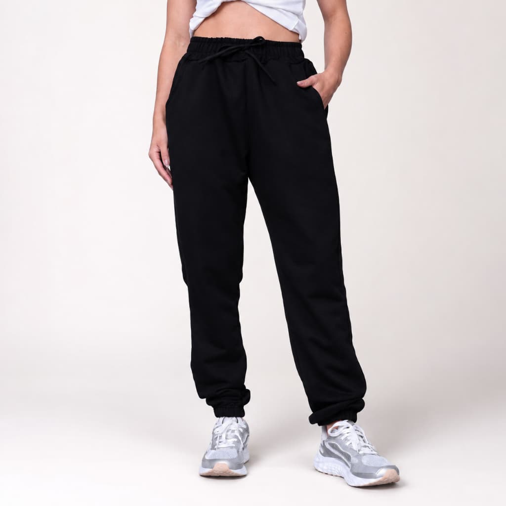 Calça Moletom Feminina Jogger Peluciada Grossa Flanelada Inverno Com Punho