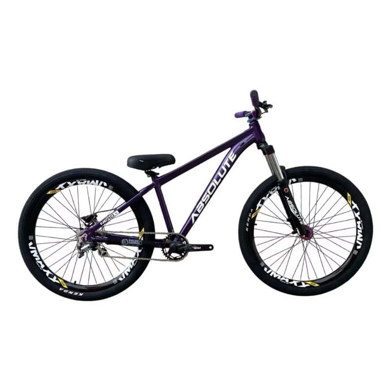bike bsolute Nero 5 roxa aro 26 com aros vmaxx, pneus flame, banco ddk, mt 200 traseiro com suspensão absolute com trava