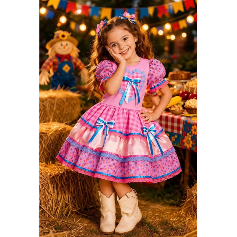 Vestido para Meninas Festa Junina Escola São João Envio Imediato