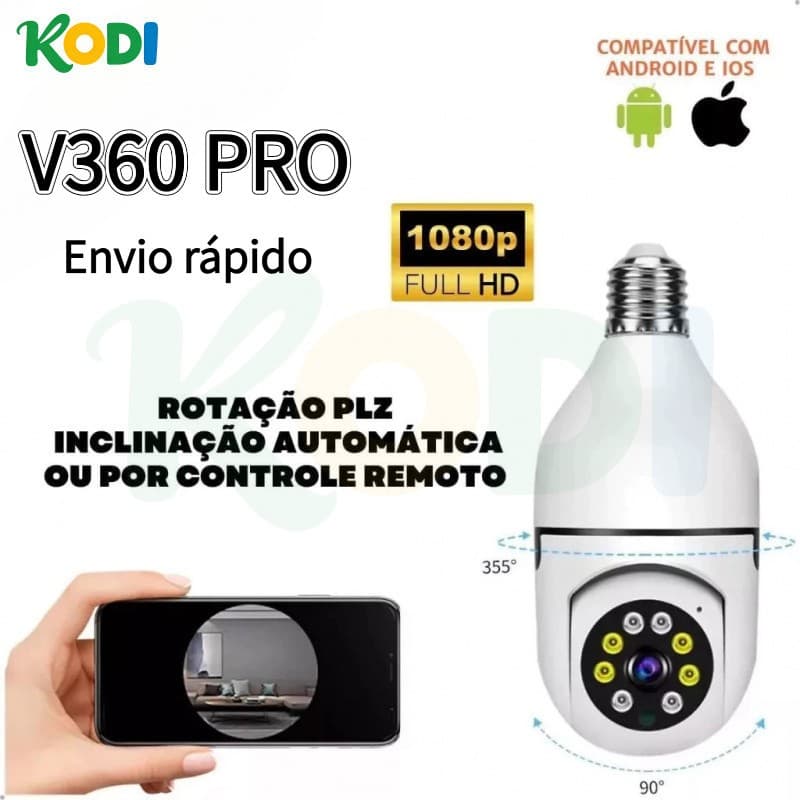 Câmera Segurança 360° Wifi 2.4G Infravermelho Prova D’água App V360 Pro-G4