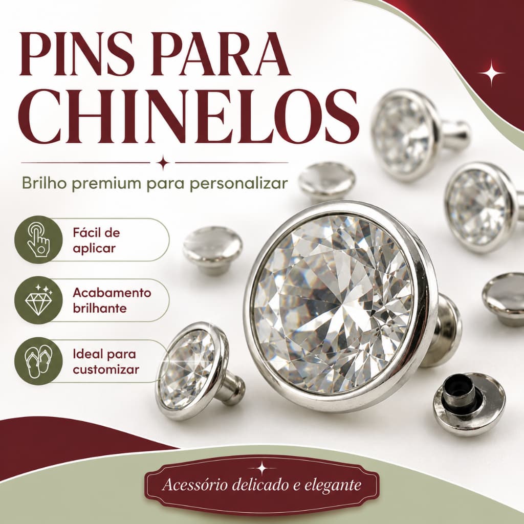 Pingente | Ponto de Luz | Piercing | Strass - para Chinelos - Cristal