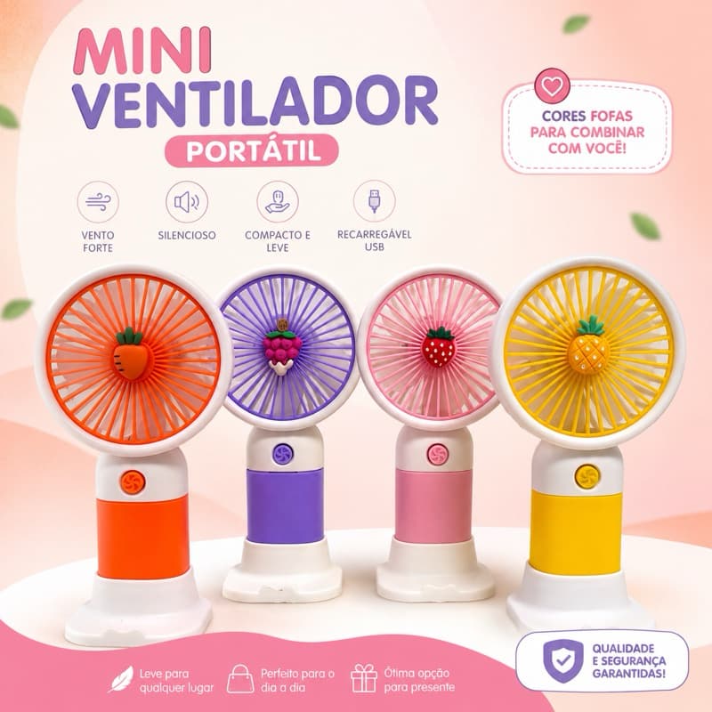 Mini Ventilador Portátil com Carregamento USB + Apoio para Mesa Maquiagem Studio