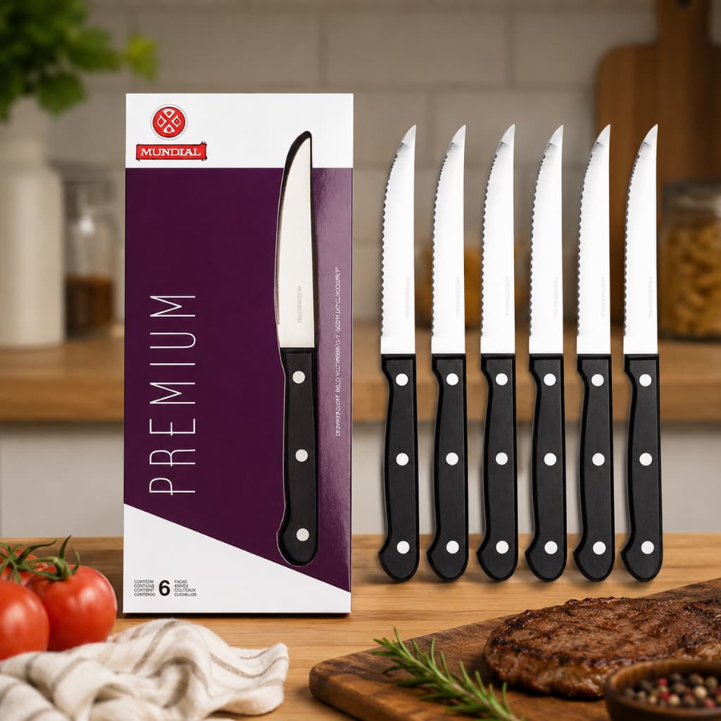 Faca Multiuso Serrilhada Inox Cabo Anatômico Cozinha Profissional