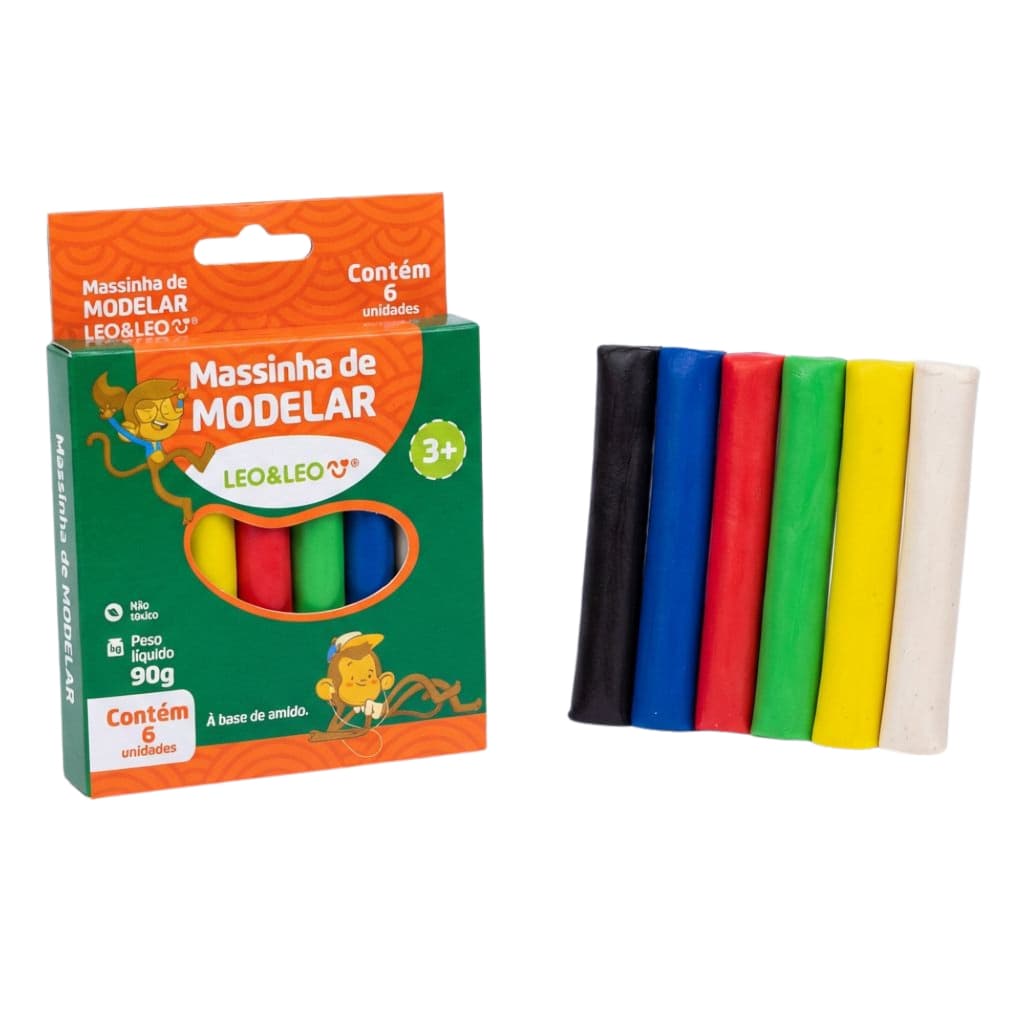 Massinha de Modelar kit 6 Cores 90g- Escolar Criança