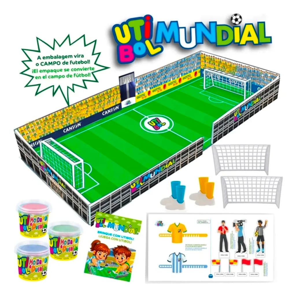 Jogo Utibol Mundial Copa 3 Massinhas De Modelar Utiguti Campo De Futebol