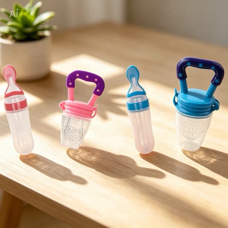 kit chupeta porta frutas bebe + collher dosadora de silicone introdução alimentar do Bebê