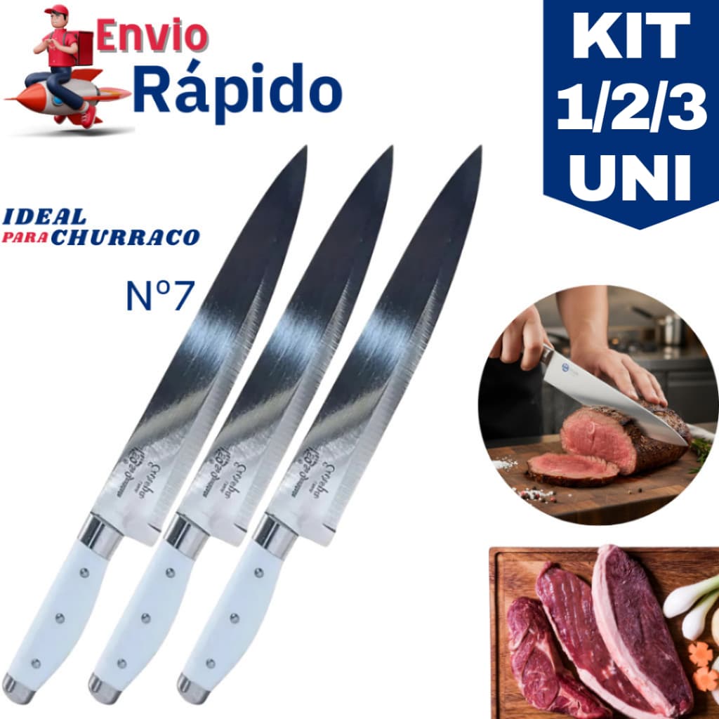 Kit 1/2/3 Facas Linha Europa 29 Cm em Aço Inox nº 7 – Resistência, Precisão e Qualidade para Chefs e Churrasqueiros
