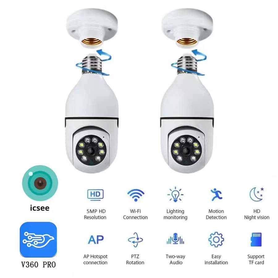 Câmera Segurança Prova D'água Infravermelho Lâmpada Externa 360 Sem Fio Wifi 2.4G-App V360 Pro -G4