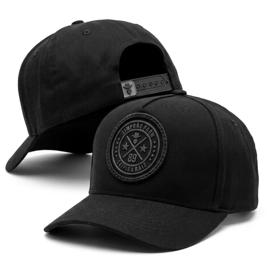 Boné Country All Black Trucker Simprão Farm Masculino Com Redinha Aba Curva E Ajuste Traseiro Streetwear Telinha Premium