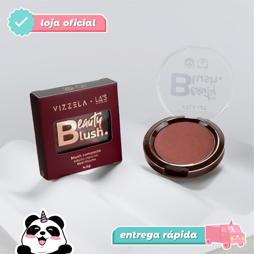 Blush Compacto Beauty Red Mocha Alta Pìgmentação Vizzela + La's Clothing Vegano