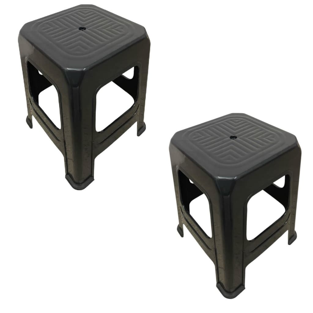 Kit e 2 bancos plástico churrasco festa preto reforçado até 130kg