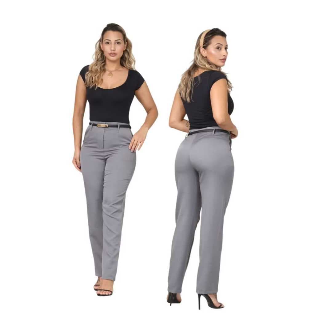 Calça Alfaiataria Feminina Cintura Alta Social Elegante Trabalho Escritório M ao GG