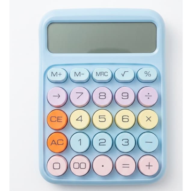 Calculadora Colorida Morandi 12 Dígitos com Teclado Mecânico p/ Escola e Escritório Multineos
