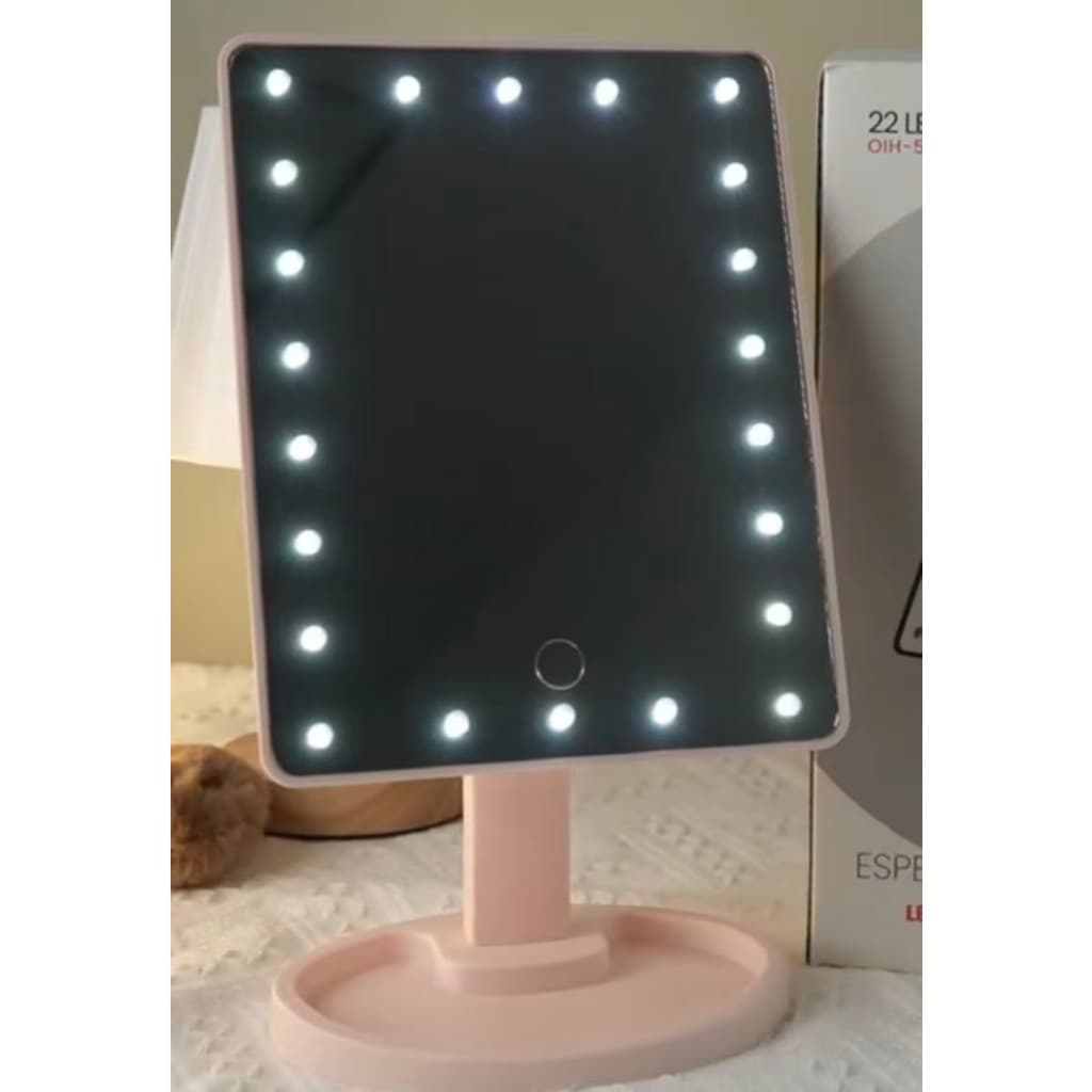 Espelho De Mesa Maquiagem Com 22 Leds Rotação Quadrado Touch Screen
