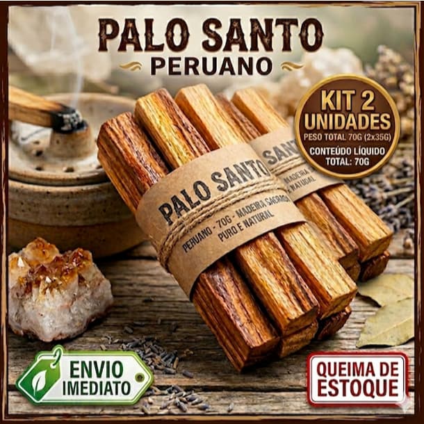 INCENSO PALO SANTO PERUANO TOTAL 60G LIMPEZA ENERGÉTICA CORTE FINO PROMOCIONAL 2 PACOTES DE 35GRAMAS