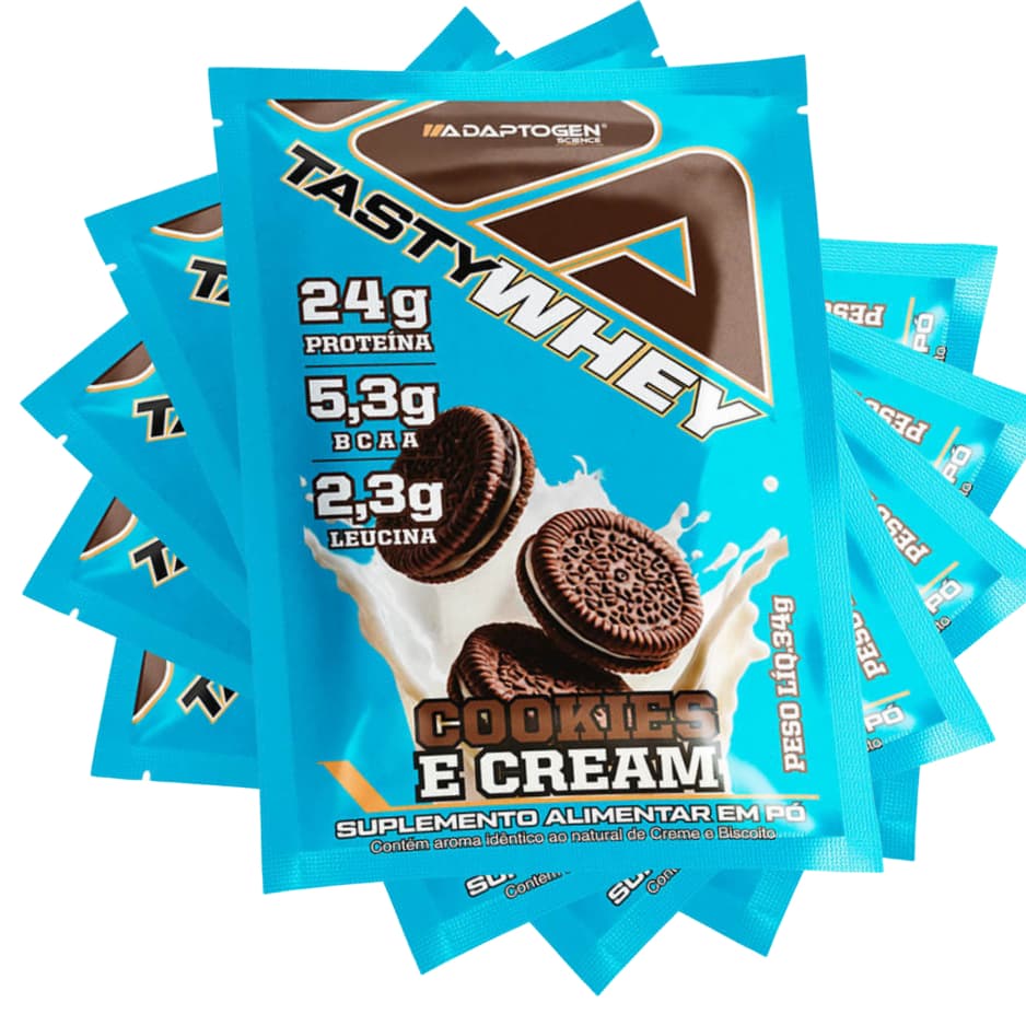 Kit 5 un Tasty Whey 3w Sache de 34g Adaptogen - Cookies