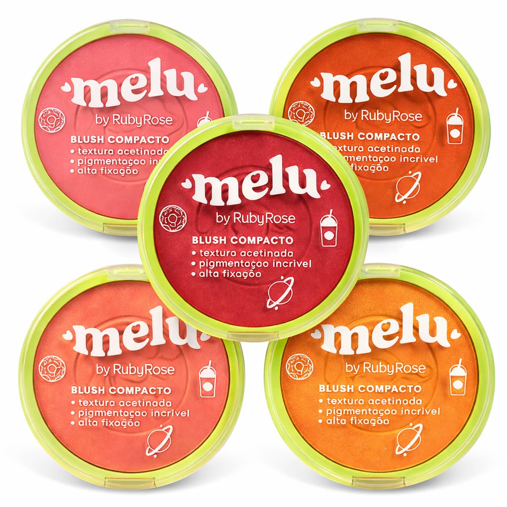 BLUSH COMPACTO MELU RUBY ROSE Natural Textura Refinada Toque Aveludado