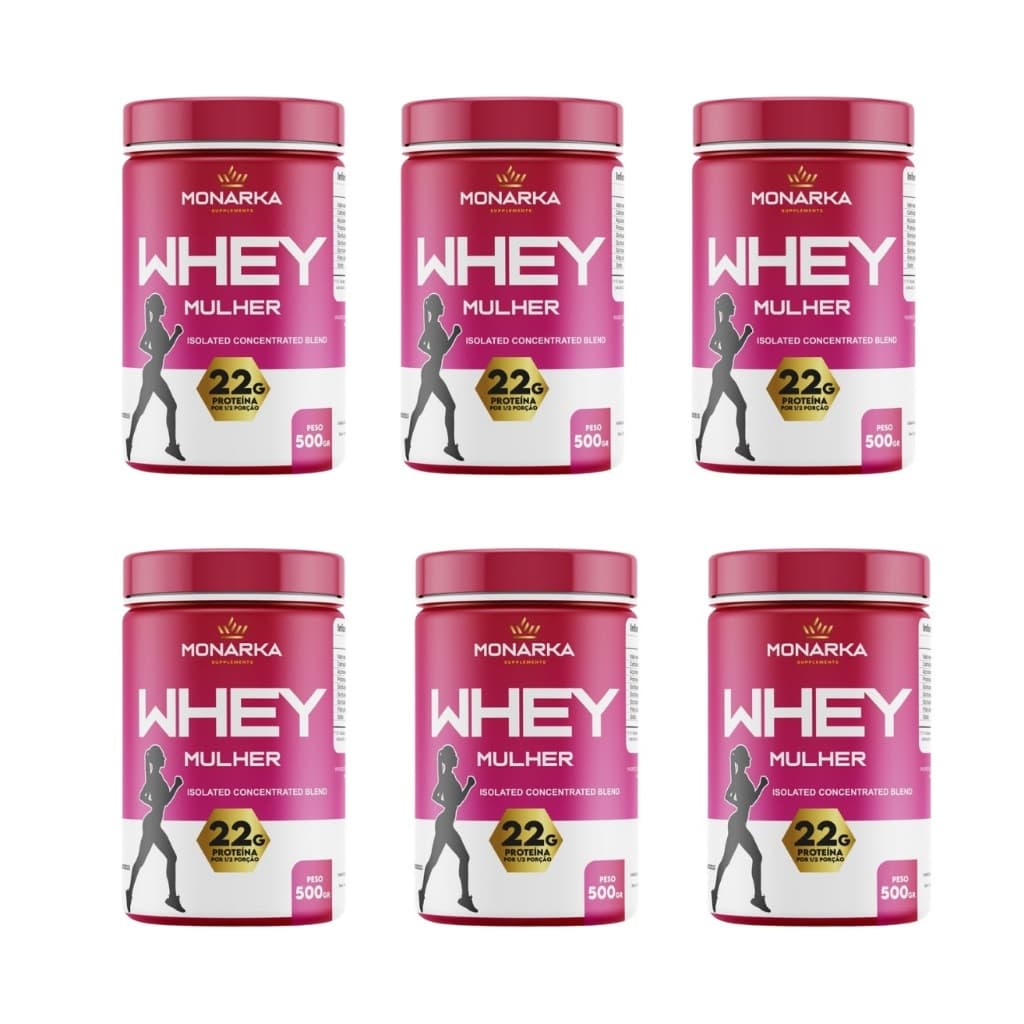 Kit Degustação em 6 Sabores Whey Protein Mulher 3kg 22g Proteina Isolado Concentrado Blend Feminino