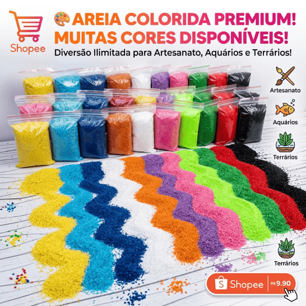 1kg Areia Colorida Atóxico antialérgica Varias cores
