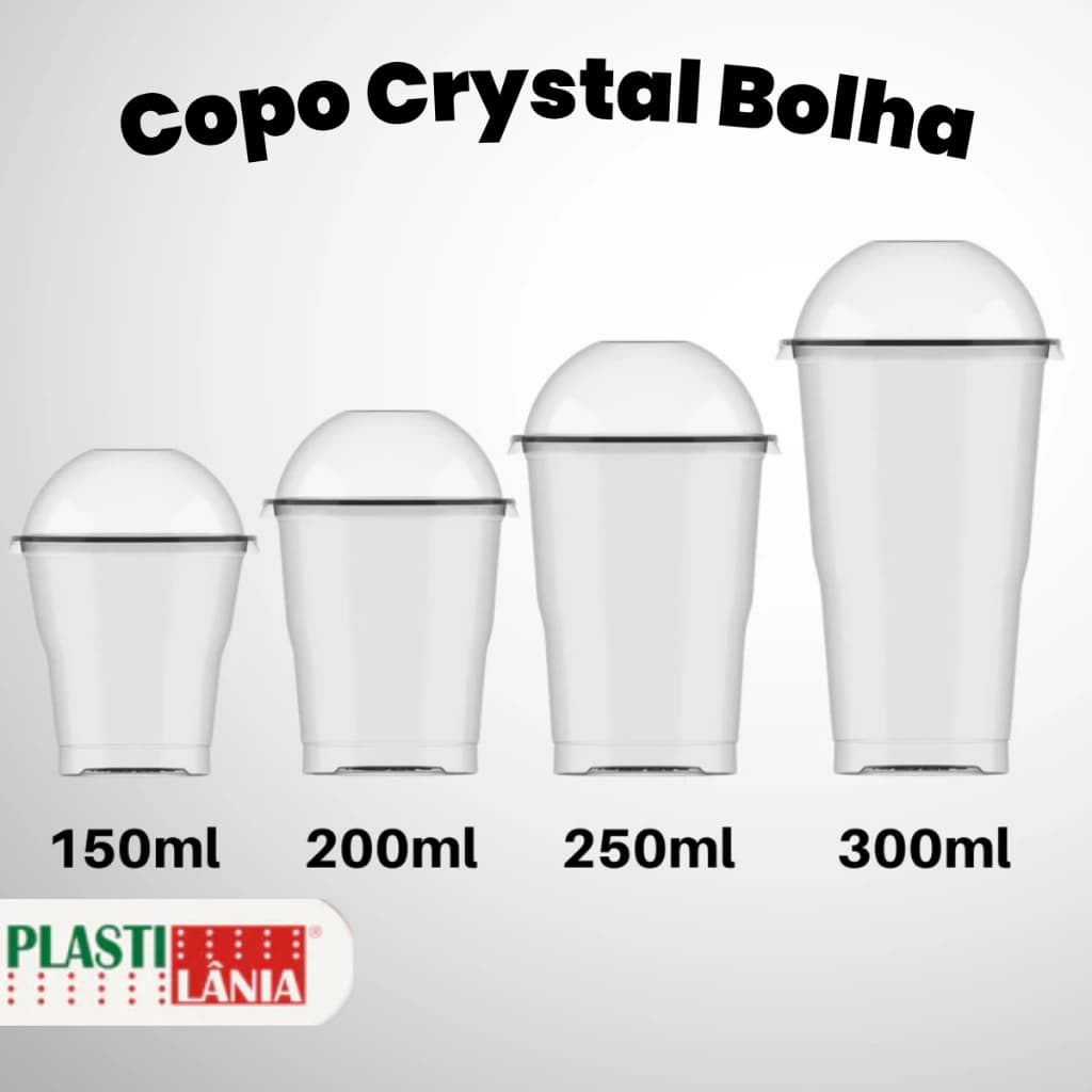 20~60 Unidades Copo Crystal Bello Com Tampa Bolha 150ml 200ml 250ml 300ml