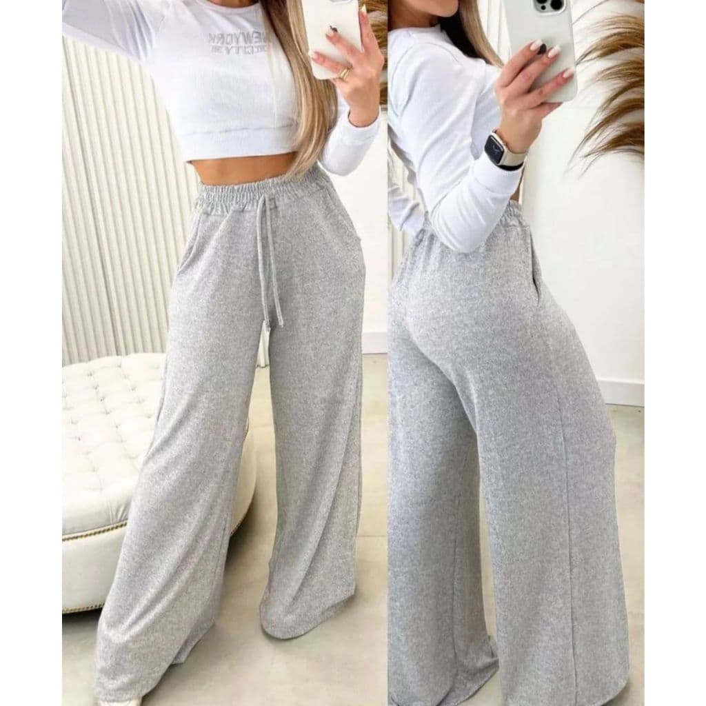 Calça Lãzinha Feminina Pantalona Inverno Quentinha