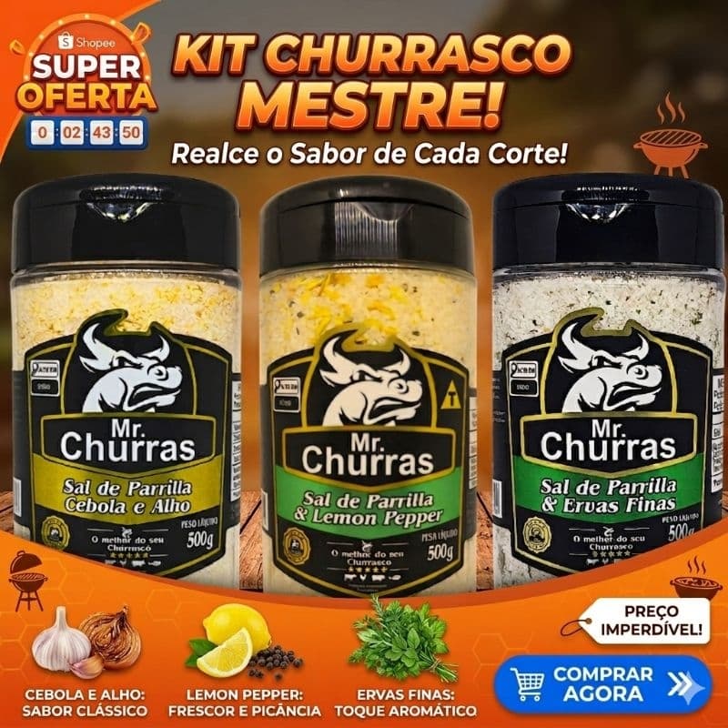 Kit 03 Sal de Parrilla Mr. Churras Premium Temperado Churrasco 500g